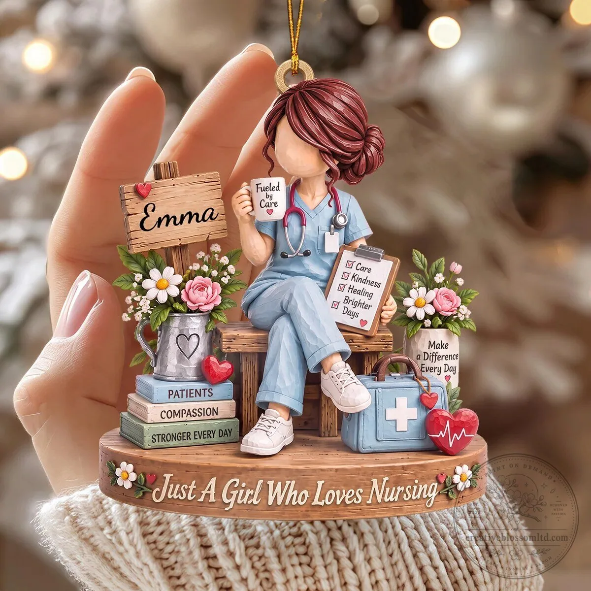 Personalized Nurse Christmas Ornament, Custom Name Nursing School Graduation Gift