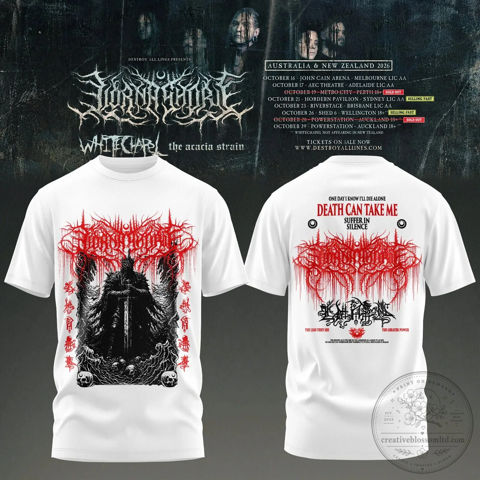 Lorna Shore Australia New Zealand Tour 2026 White T-Shirt