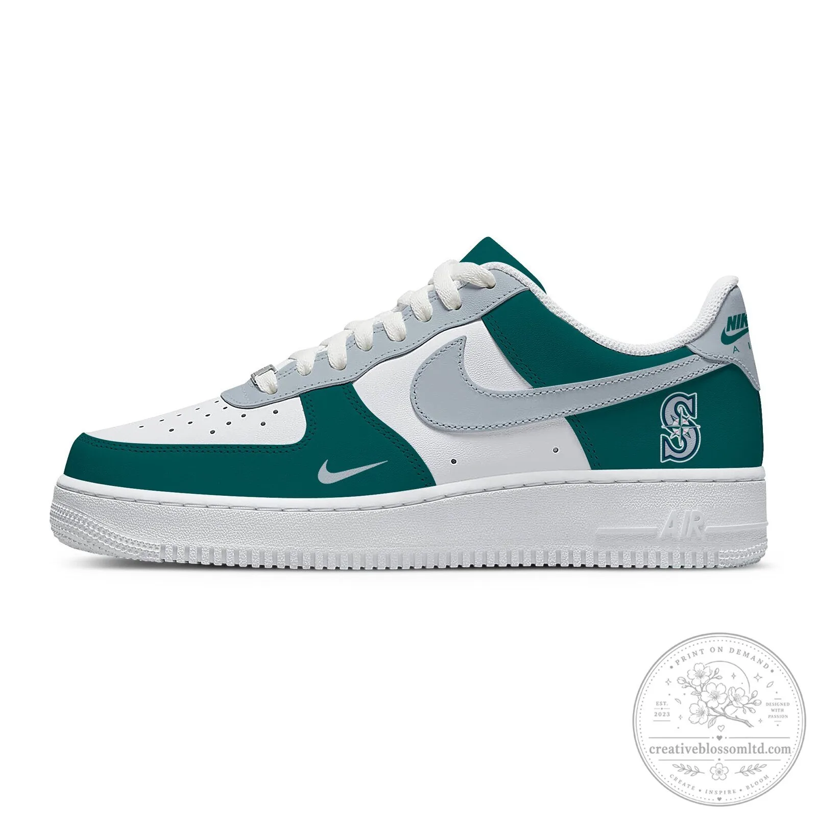 Seattle Mariners Baseball Team Logo Custom Air Force 1 Style Shoes 8 Seattle Mariners Baseball Team Logo Custom Air Force 1 Style Shoes