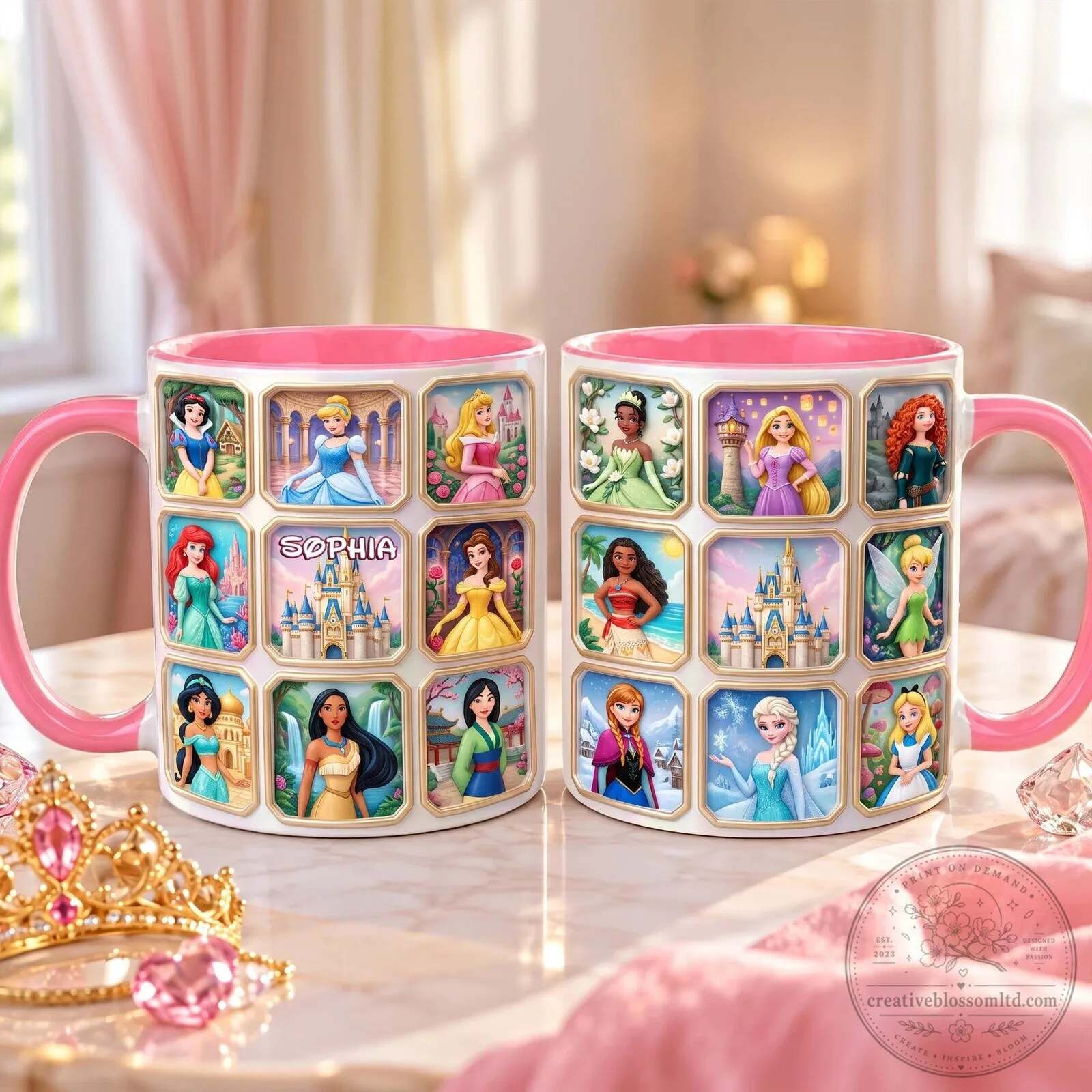 Disney Princess Squad Christmas Coffee Mug - Personalized Gift for Kids
