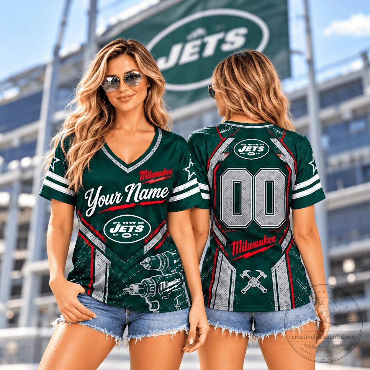 New York Jets Personalized Name And Number Milwaukee Iron Tooled Football Jersey