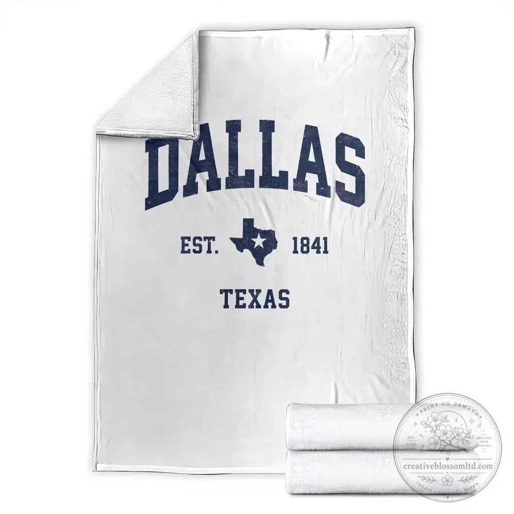 Dallas Texas Est 1841 Vintage City Souvenir Throw Blanket
