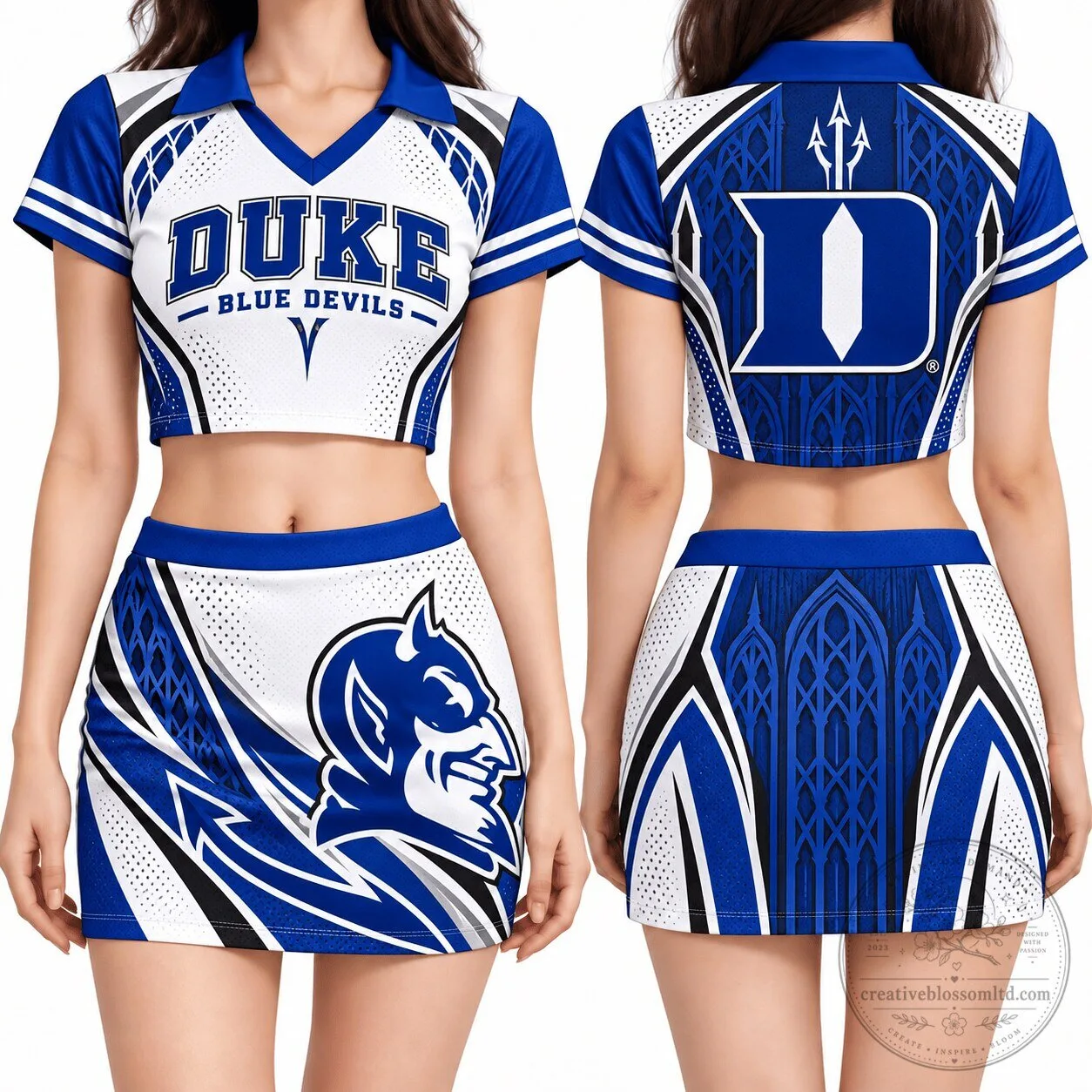 Duke Blue Devils Women's Cropped Polo Shirt and Skirt Set