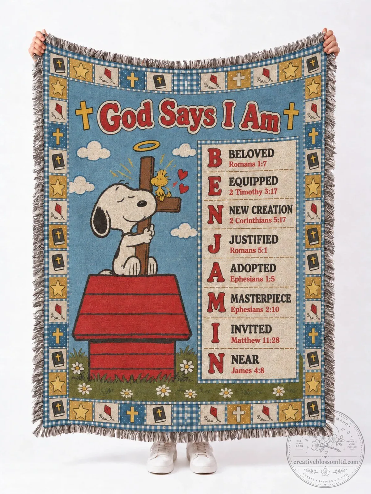 Personalized Snoopy God Says I Am Christian Bible Verse Blanket