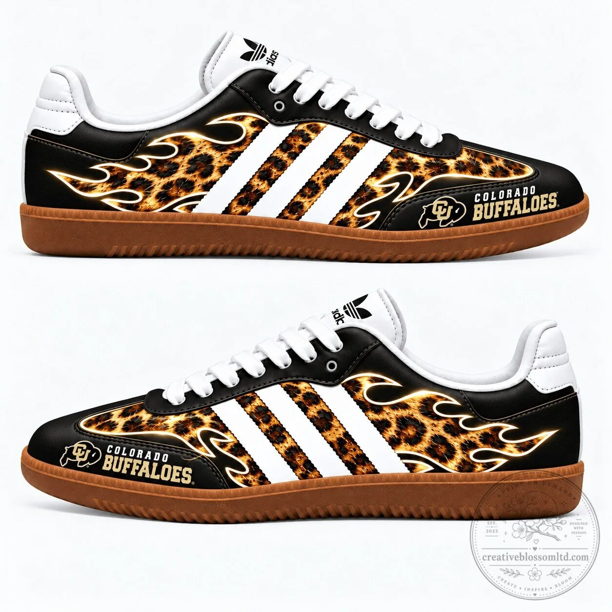 Colorado Buffaloes Leopard Print Flame Pattern Samba Style Shoes