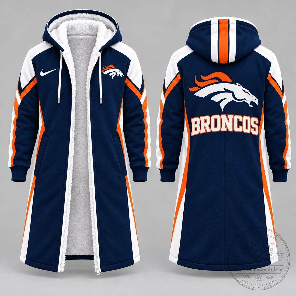 Denver Broncos Football Team Sherpa Fleece Winter Jacket