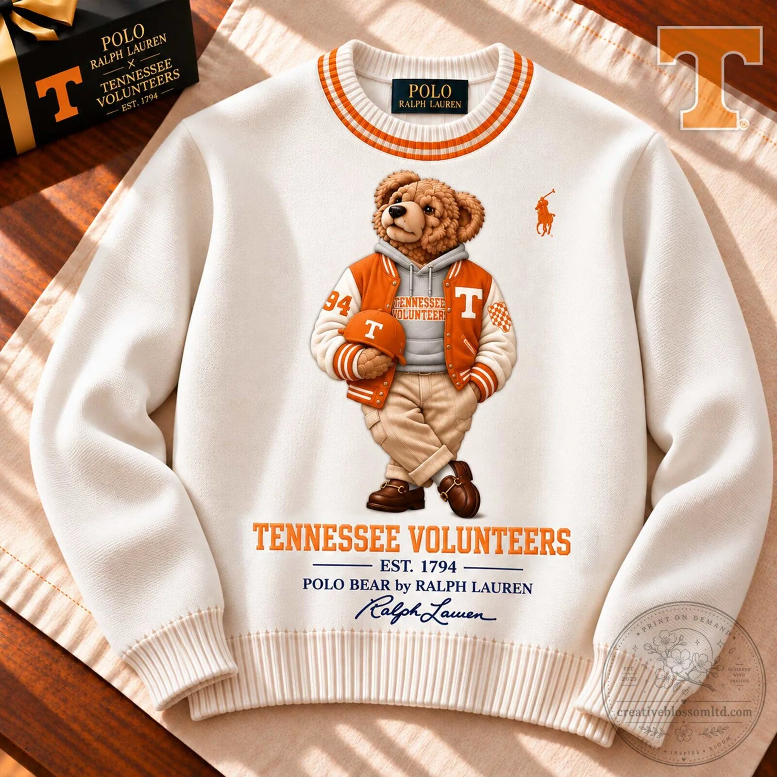 Tennessee Volunteers Polo Bear by Ralph Lauren Crewneck Sweatshirt
