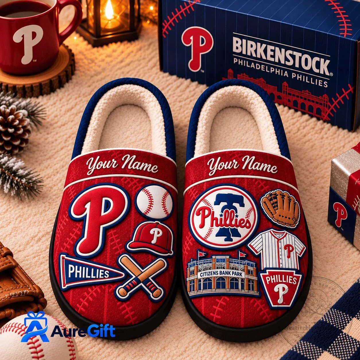 Philadelphia Phillies MLB Personalized Baseball Team Logo Slippers