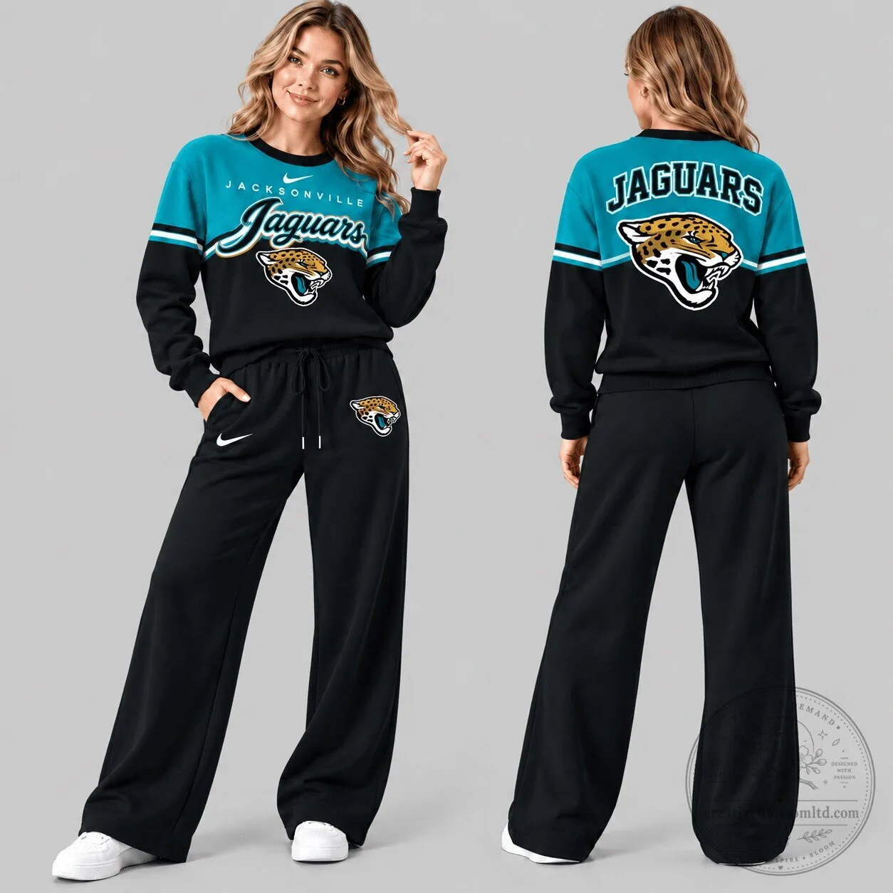 Jacksonville Jaguars Football Team Crewneck Sweatshirt for Women
