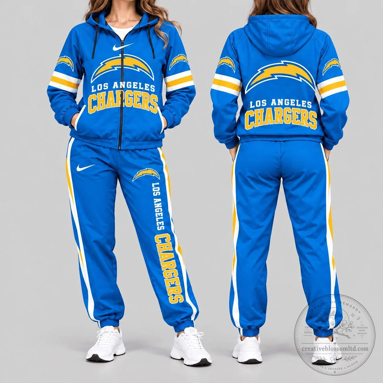 Los Angeles Chargers National Football League Stripe Sleeve Hoodie