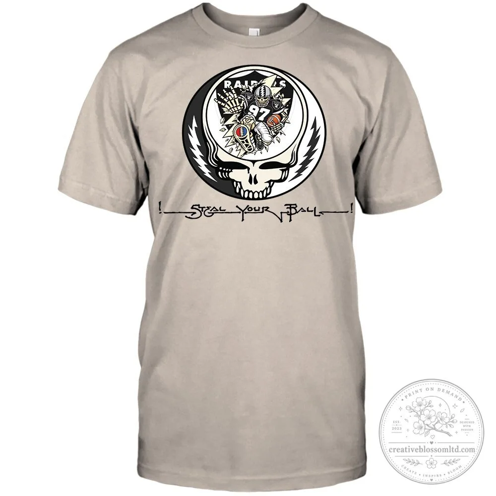 Grateful Dead Steal Your Ball Las Vegas Raiders Football Skull T-Shirt