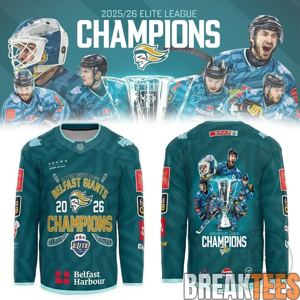 2026 Elite League Champions Jersey for Belfast Giants Hockey Team