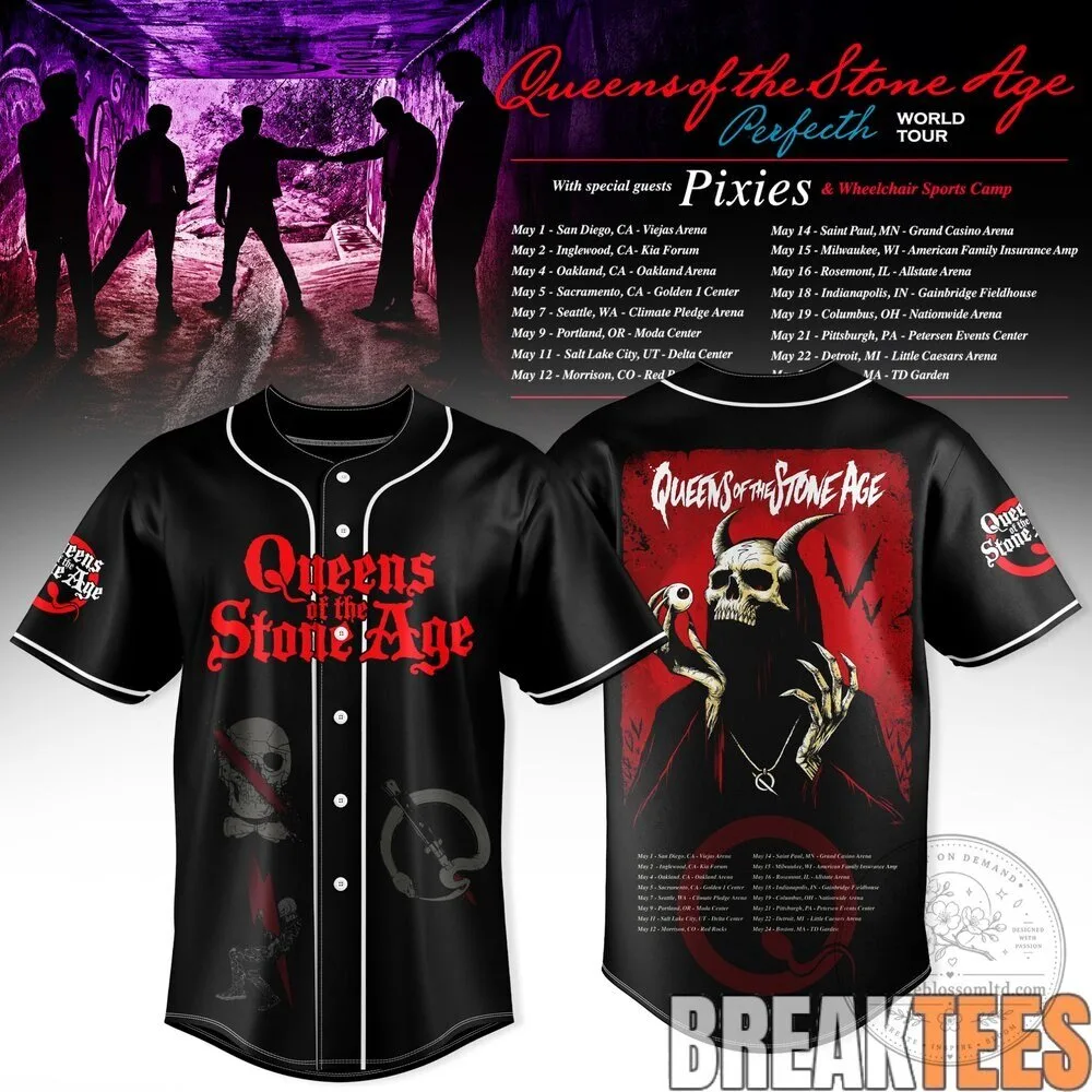 Queens of the Stone Age Perfect World Tour 2027 Concert Baseball Jersey