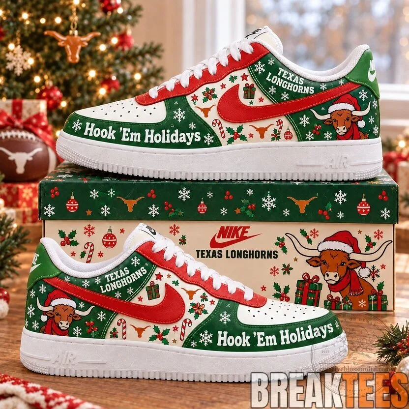 Texas Longhorns Hook 'Em Holidays Christmas Custom Shoes