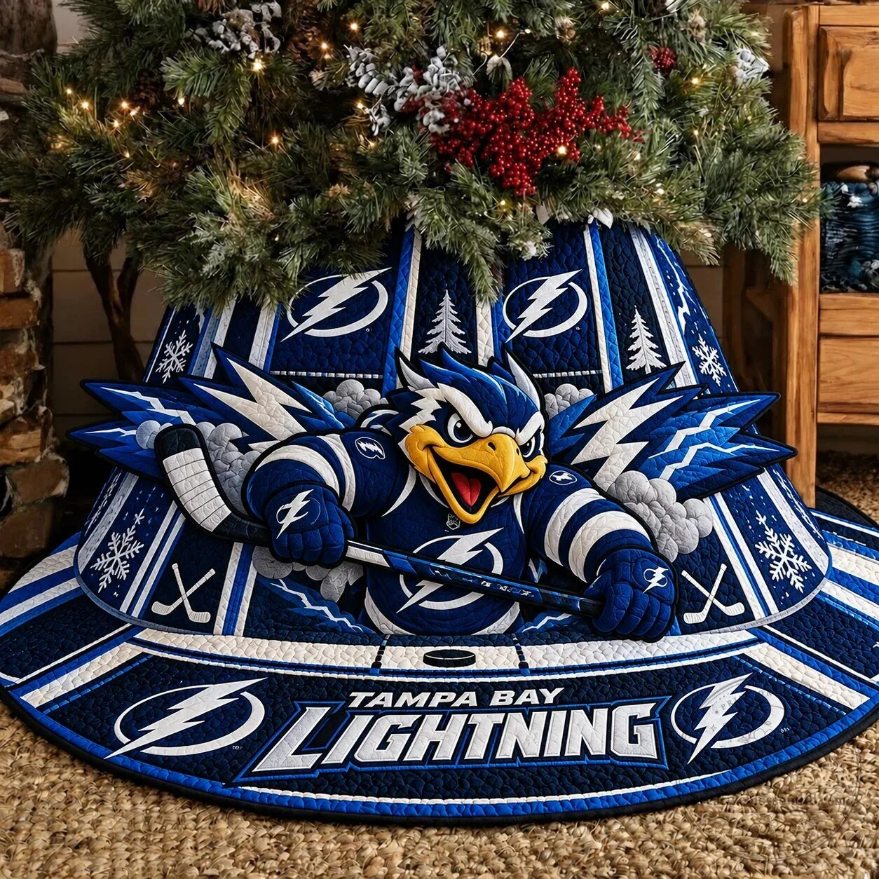 Tampa Bay Lightning NHL ThunderBug Mascot Christmas Tree Skirt