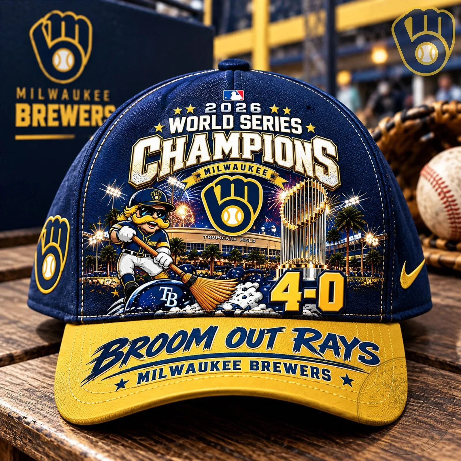Milwaukee Brewers Cap Hat Celebrating 2026 World Series Championship Against Rays