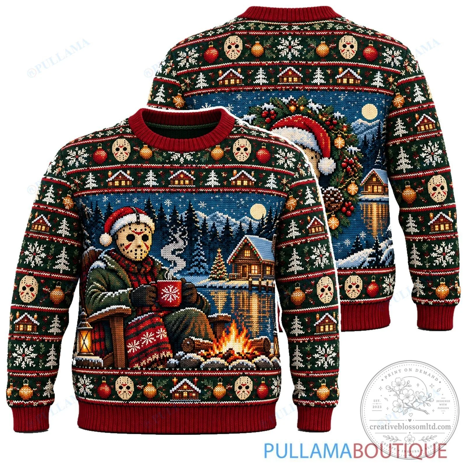 Jason Voorhees Crystal Lake Christmas Holiday Ugly Sweater