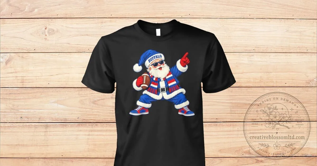 Buffalo Football Santa Claus Christmas Game Day T-Shirt