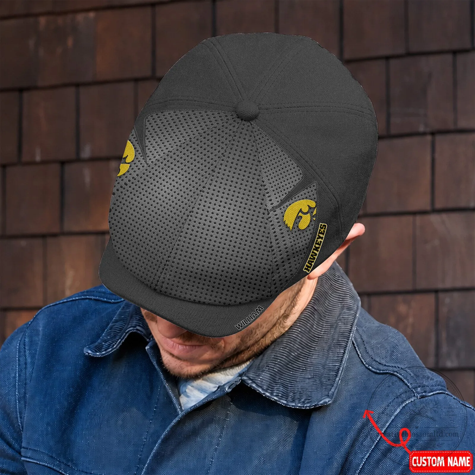 Iowa Hawkeyes NCAA Black Perforated Mesh Newsboy Cap Hat 7 Iowa Hawkeyes NCAA Black Perforated Mesh Newsboy Cap Hat