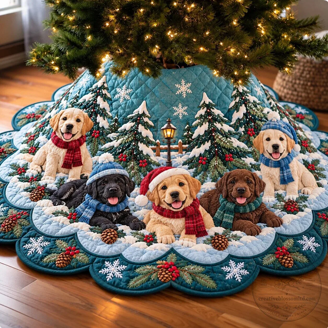 Labrador Retriever Puppy Christmas Quilted Tree Skirt