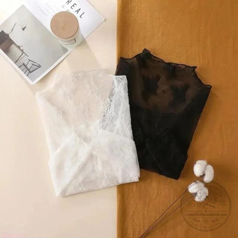 Elegant Floral Lace Mesh Long-Sleeve Layering Top for Women 19 Elegant Floral Lace Mesh Long-Sleeve Layering Top for Women