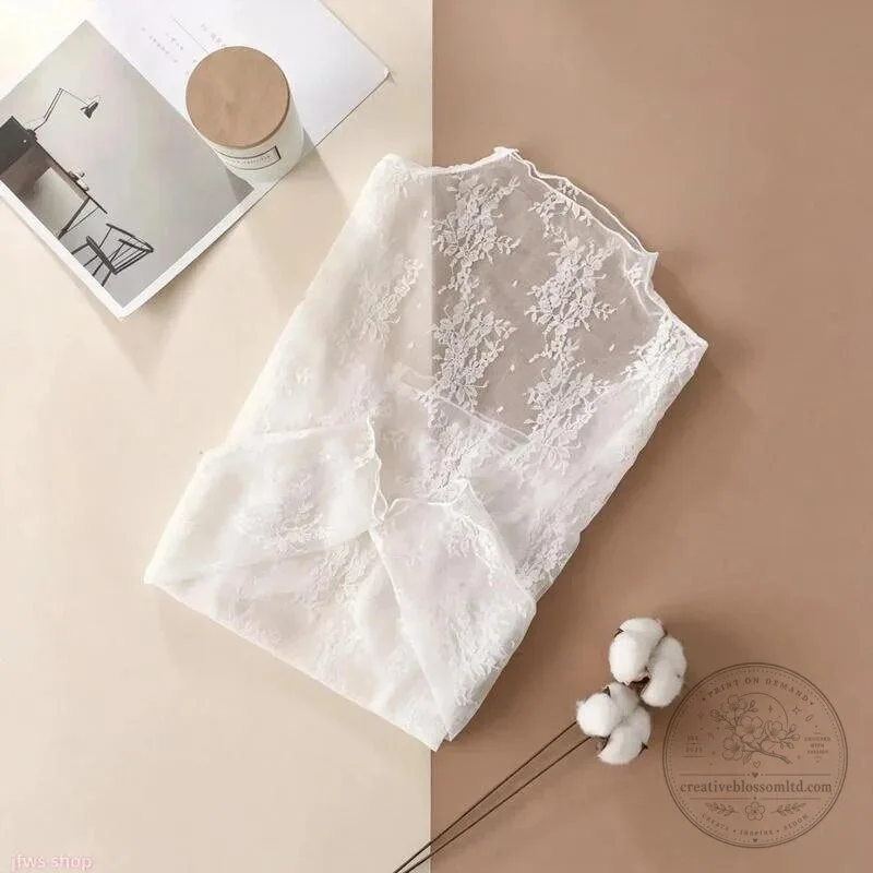Elegant Floral Lace Mesh Long-Sleeve Layering Top for Women 26 Elegant Floral Lace Mesh Long-Sleeve Layering Top for Women