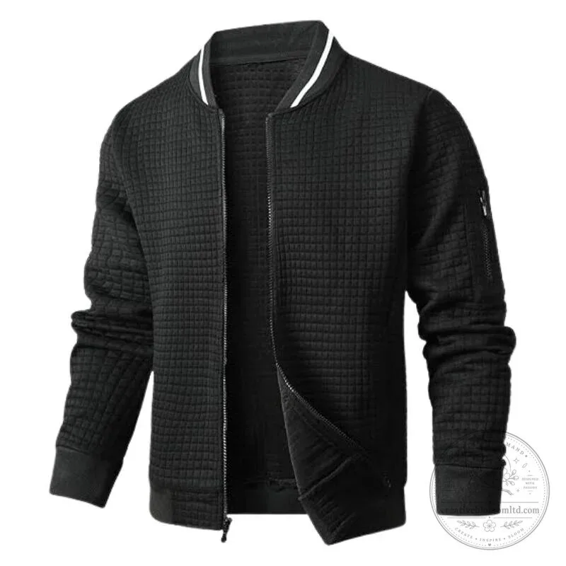 Men's Quilted Bomber Jacket with Contrast Zip and Cuffs 14 Men