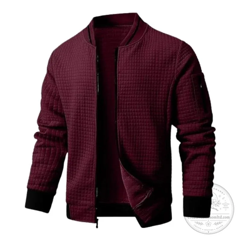 Men's Quilted Bomber Jacket with Contrast Zip and Cuffs 16 Men
