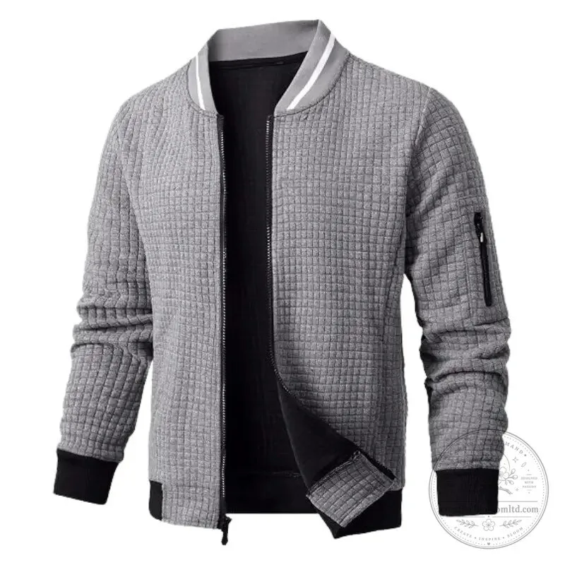 Men's Quilted Bomber Jacket with Contrast Zip and Cuffs 17 Men