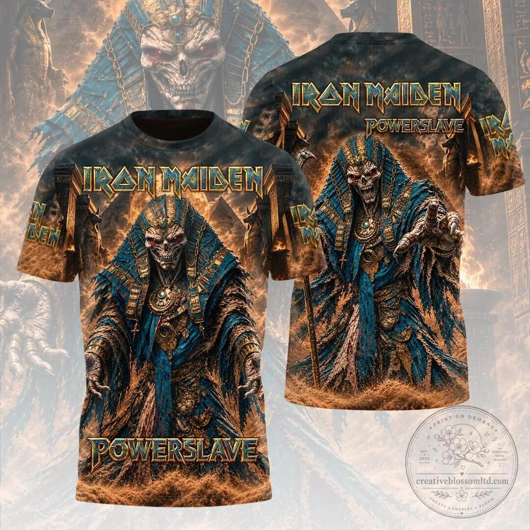 Iron Maiden Powerslave Album Art Heavy Metal Music Band Graphic T-Shirt