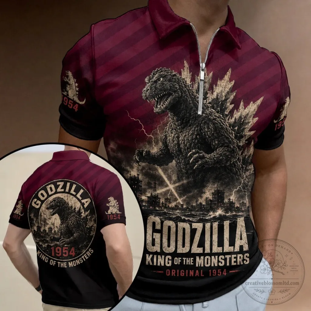 Godzilla King of the Monsters Original 1954 Movie Polo Shirt Godzilla King of the Monsters Original 1954 Movie Polo Shirt