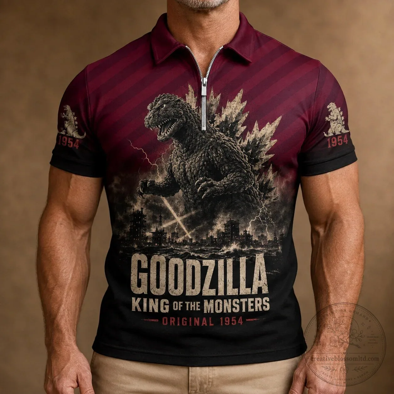 Godzilla King of the Monsters Original 1954 Movie Polo Shirt 7 Godzilla King of the Monsters Original 1954 Movie Polo Shirt