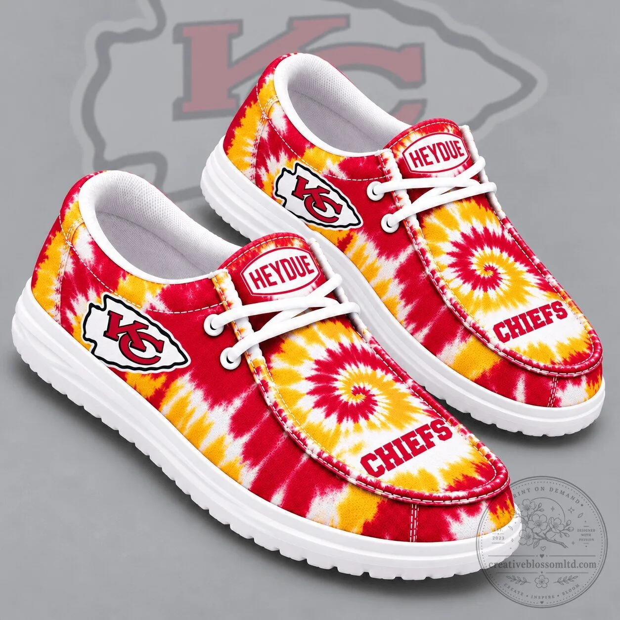 Kansas City Chiefs Tie-Dye Casual Loafers with Team Logo and Lightweight Sole