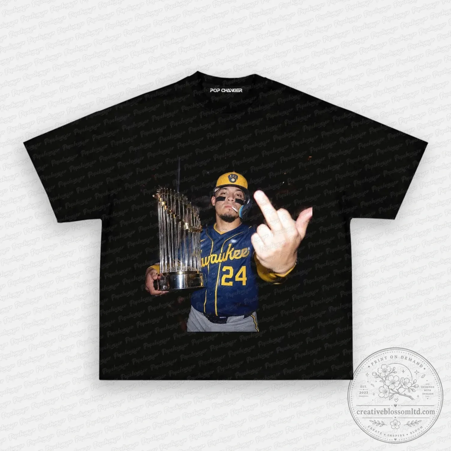 Milwaukee Brewers Baseball Player Flipping Off World Series Trophy T-Shirt