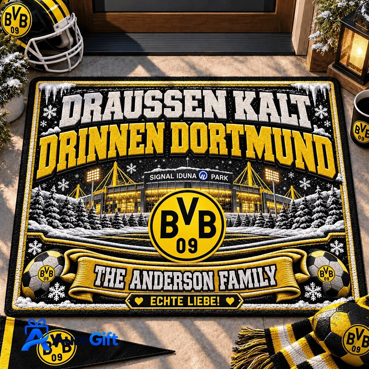 Borussia Dortmund Signal Iduna Park Draussen Kalt Drinnen Dortmund Personalized Doormat