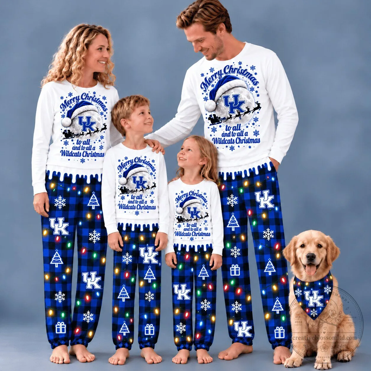Kentucky Wildcats Football Fan Christmas Family Matching Pajamas Set