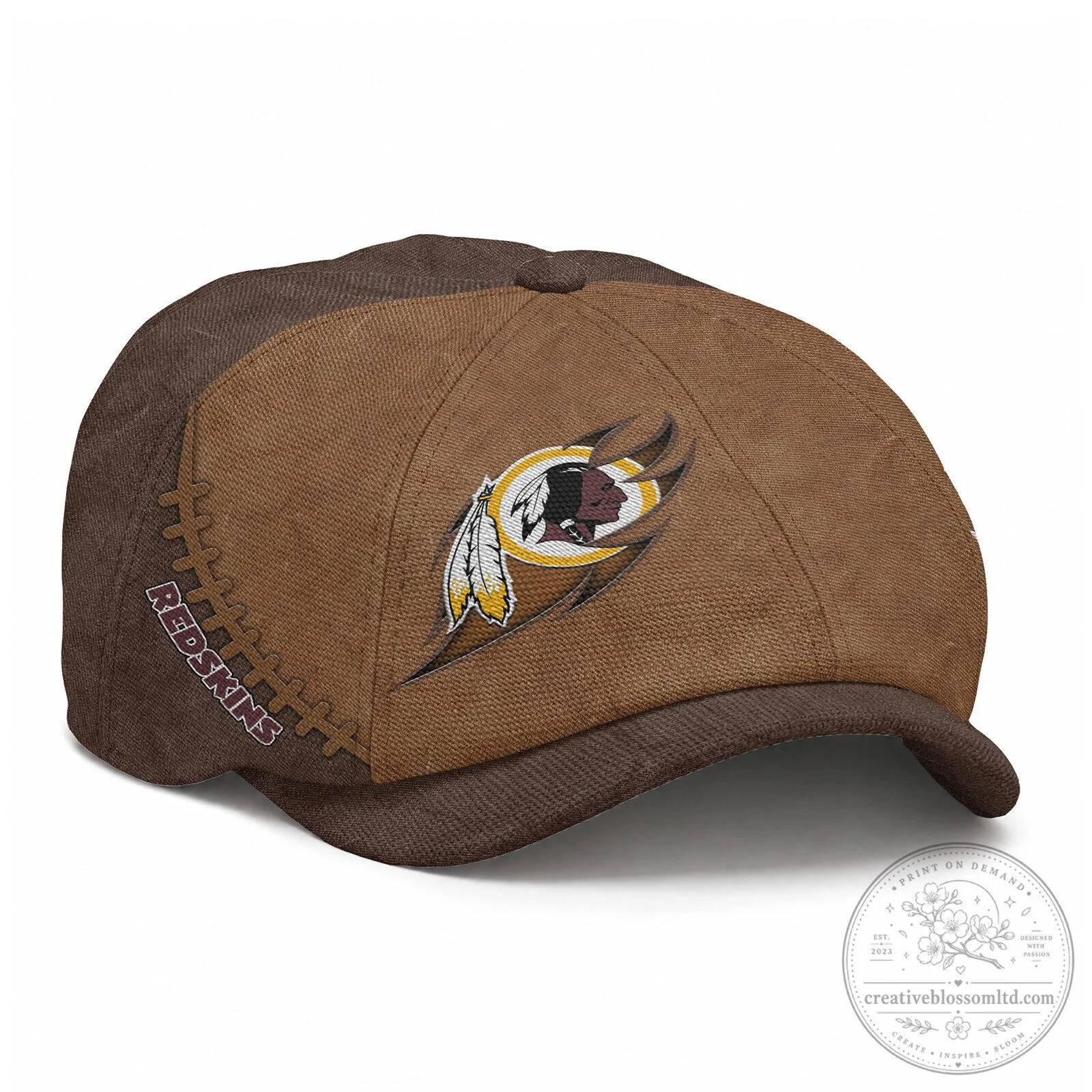 Washington Redskins Football Team Logo Brown Newsboy Cap Hat