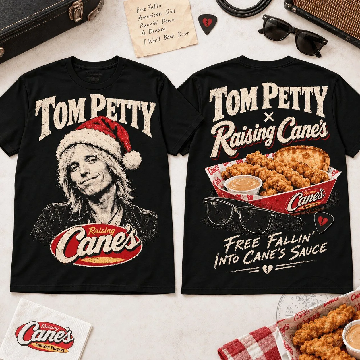 Tom Petty Raising Cane's Free Fallin' Into Cane's Sauce T-Shirt