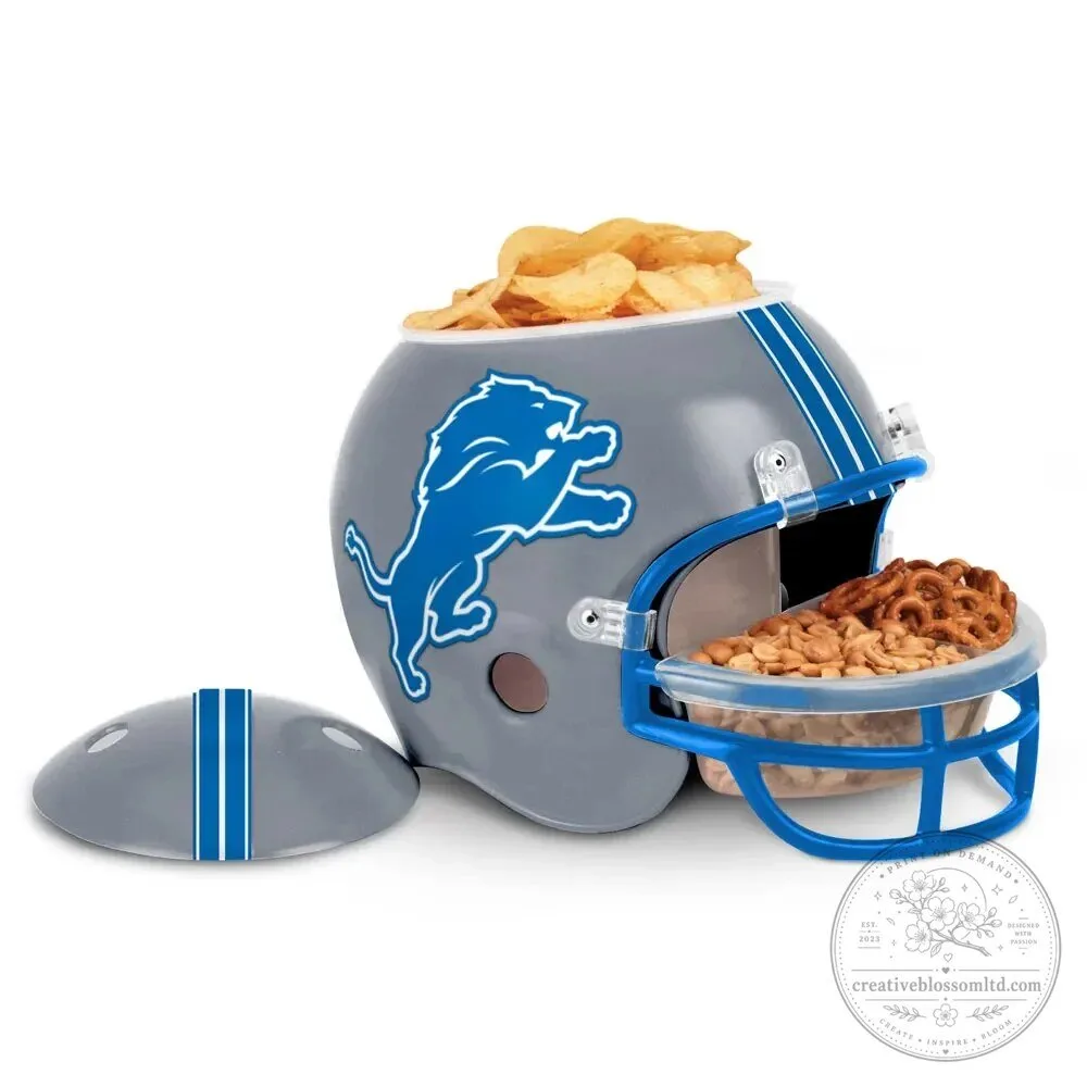 Detroit Lions NFL Football Snack Helmet Chip and Dip Serving Bowl