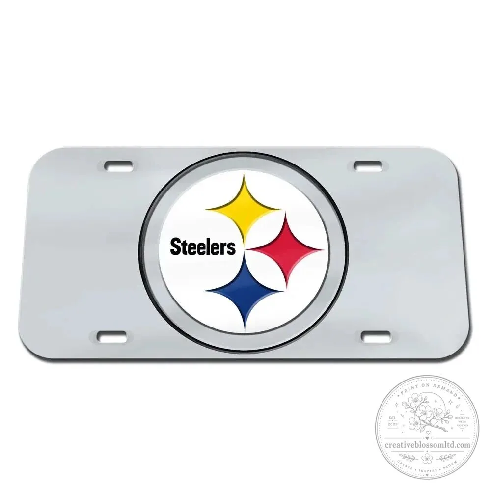 Pittsburgh Steelers NFL Football Team Silver Acrylic License Plate
